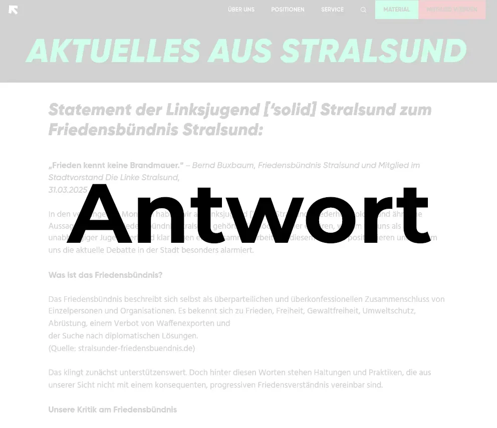 Antwort an die Linksjugend ['solid] Stralsund