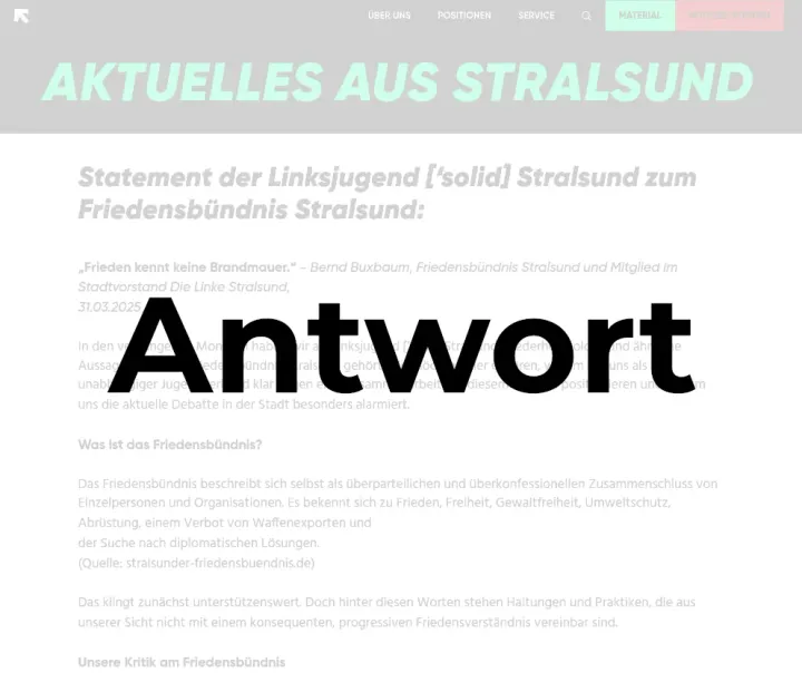 Antwort an die Linksjugend ['solid] Stralsund